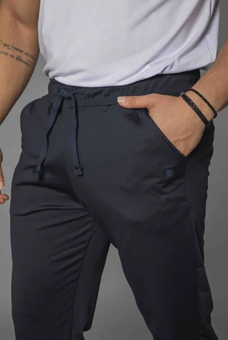 Calça Reta Diferenciada Térmica Azul Náutico