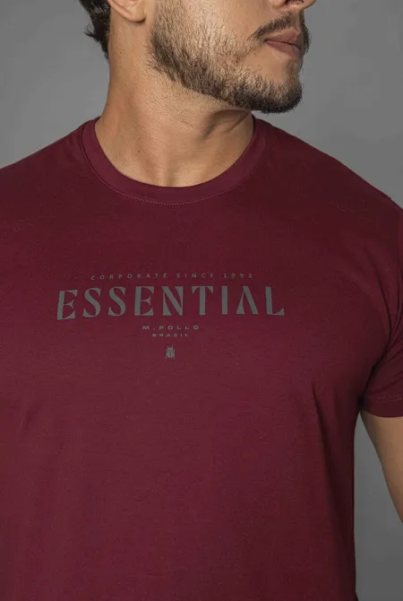 Camiseta MC Regular Estampada Borgonha Camiseta MC Regular Estampada Borgonha