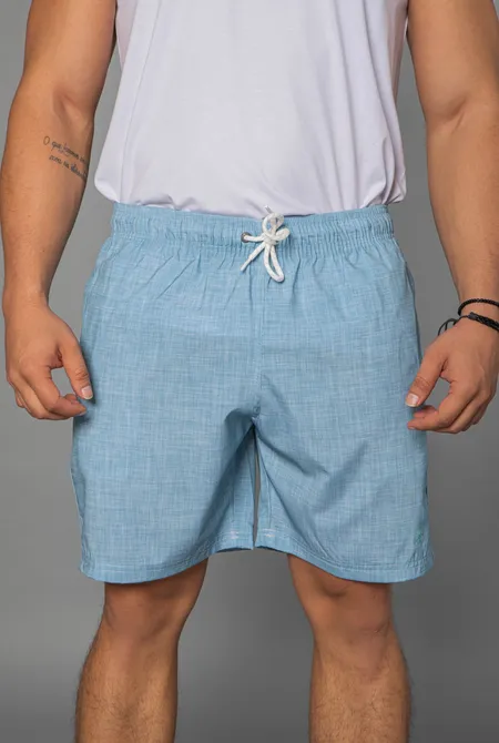 Short Praia Poliéster Azul Nuvem
