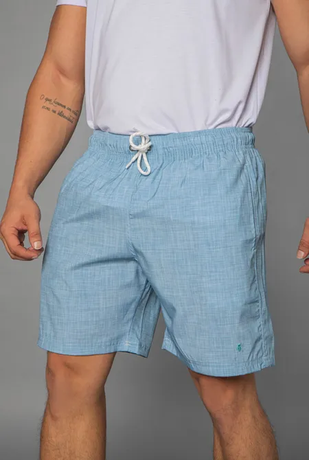 Short Praia Poliéster Azul Nuvem Short Praia Poliéster Azul Nuvem
