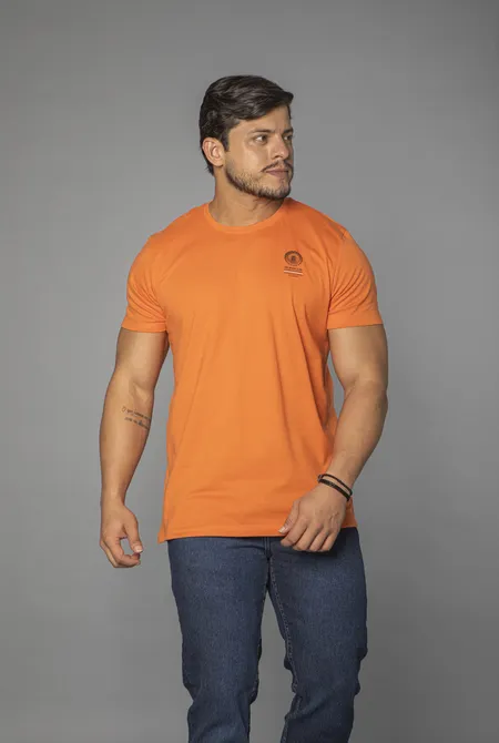 Camiseta MC Slim Logo Bordado Laranja Papaya Camiseta MC Slim Logo Bordado Laranja Papaya