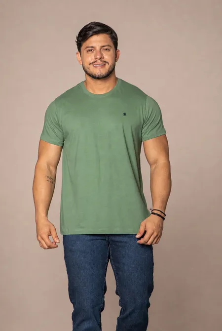 Camiseta MC Regular Logo Bordada Verde Alpes