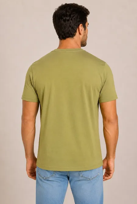 Camiseta MC Slim Viscose Verde Azeitona Camiseta MC Slim Viscose Verde Azeitona