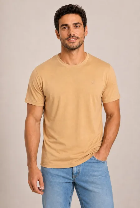 Camiseta MC Slim Viscose Amarelo Gengibre