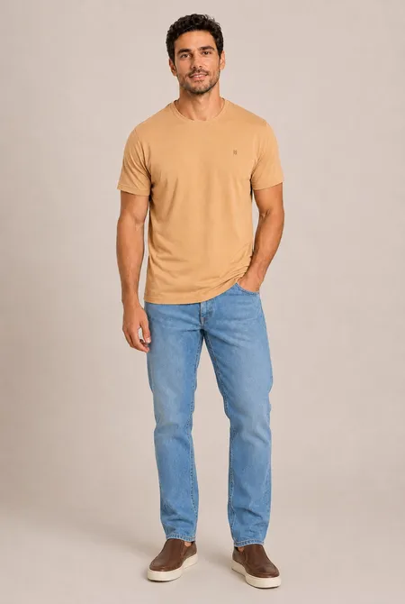 Camiseta MC Slim Viscose Amarelo Gengibre Camiseta MC Slim Viscose Amarelo Gengibre
