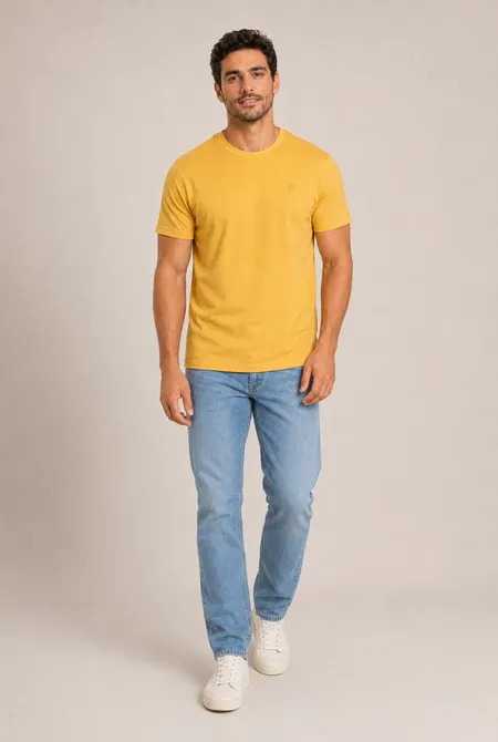 Camiseta MC Slim Viscose Mostarda Camiseta MC Slim Viscose Mostarda