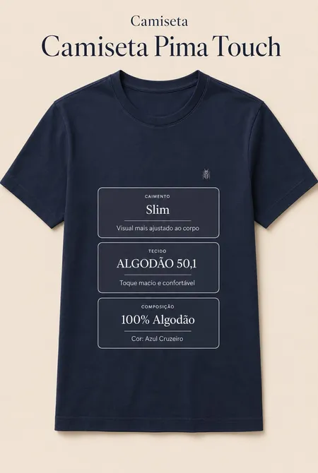 Kit com 3 Camisetas Pima Touch Slim Kit com 3 Camisetas Pima Touch Slim
