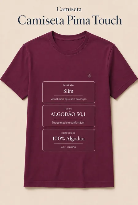Camiseta Pima Touch MC - Bordo Luxúria Camiseta Pima Touch MC - Bordo Luxúria