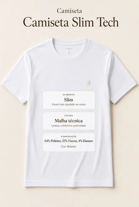 Camiseta Malha Tech MC Slim Branco Camiseta Malha Tech MC Slim Branco