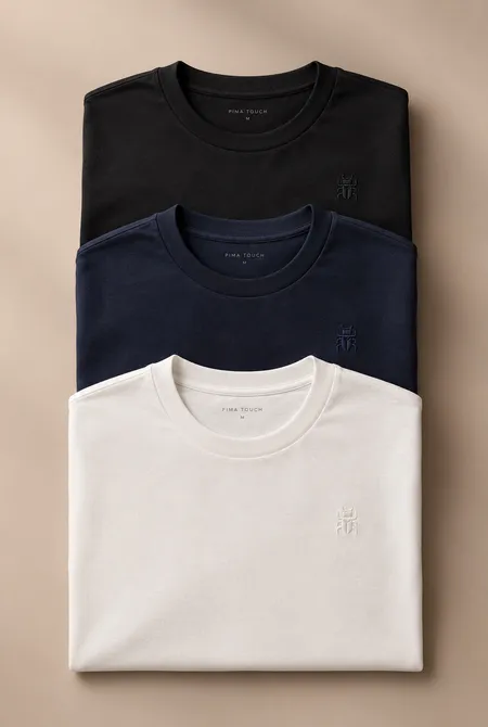 Kit com 3 Camisetas Pima Touch Slim