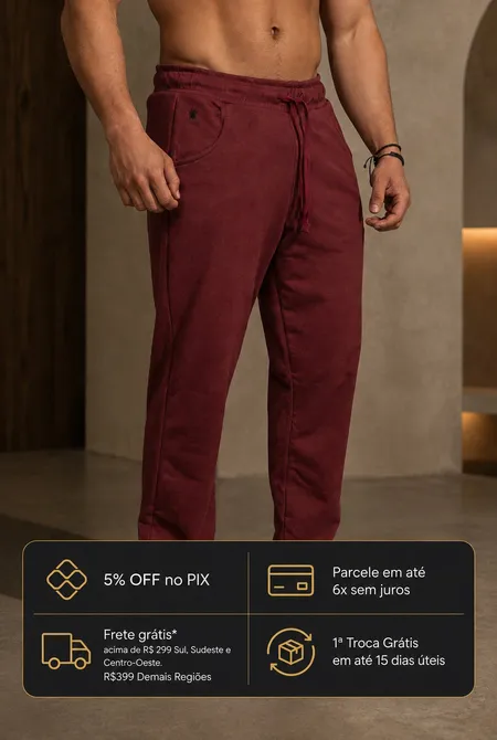 Calça Moletom Slim Bordô Calça Moletom Slim Bordô