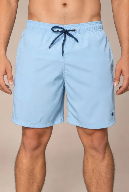 Short Praia Poliéster Azul Vidro