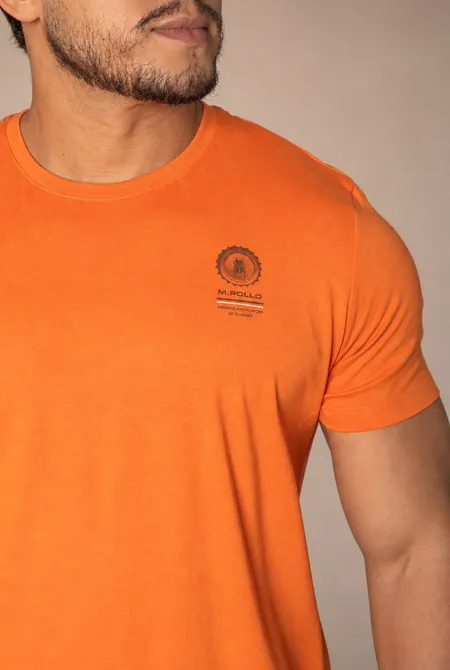 Camiseta MC Slim Logo Bordado Laranja Papaya Camiseta MC Slim Logo Bordado Laranja Papaya