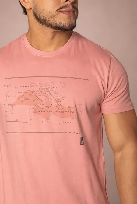 Camiseta MC Slim Estampada Rosa Flamingo Camiseta MC Slim Estampada Rosa Flamingo