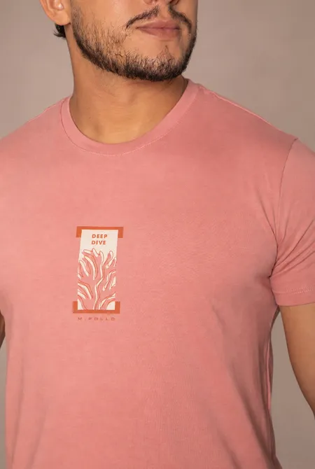 Camiseta Manga Curta Slim Estampada Gola Redonda Rosa Flamingo Camiseta Manga Curta Slim Estampada Gola Redonda Rosa Flamingo