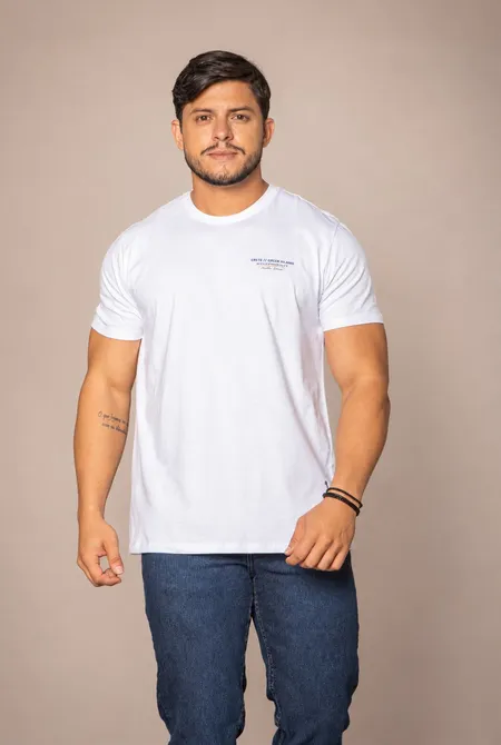 Camiseta Manga Curta Regular Lettering Branco