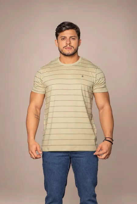 Camiseta Confort MC Slim Listrada