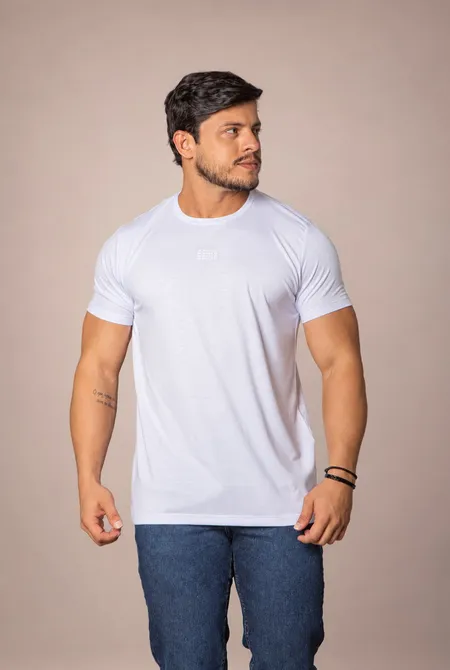 Camiseta MC Slim Estampa MPOLLO  Branco