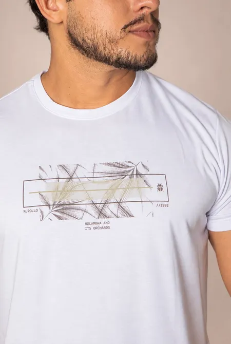 Camiseta Manga Curta Slim Estampada Gola Redonda Branco Camiseta Manga Curta Slim Estampada Gola Redonda Branco