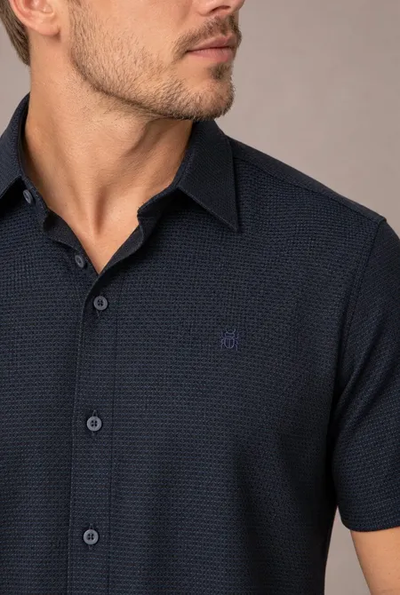 Camisa Manga Curta Slim Azul Nautico Camisa Manga Curta Slim Azul Nautico