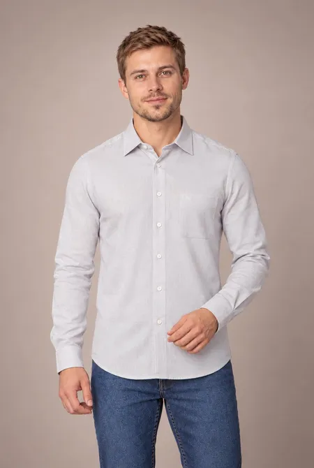 Camisa Manga Longa Slim Cromo