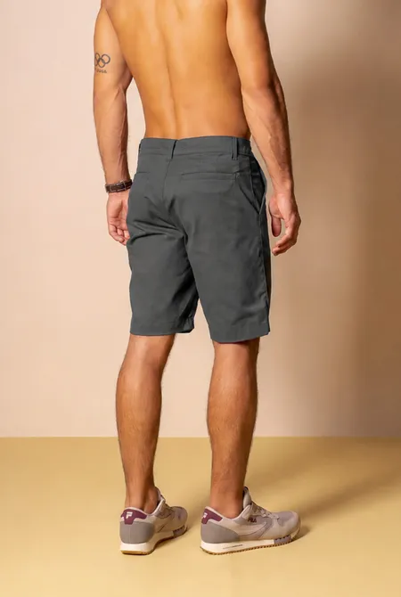 Bermuda Chino Algodão Egipcio Basic Cinza
