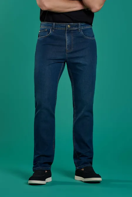 Calça Jeans Regular Fit Azul Nevoeiro