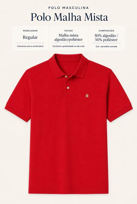 Kit Polo Básica Masculina - 5 Camisas Kit Polo Básica Masculina - 5 Camisas