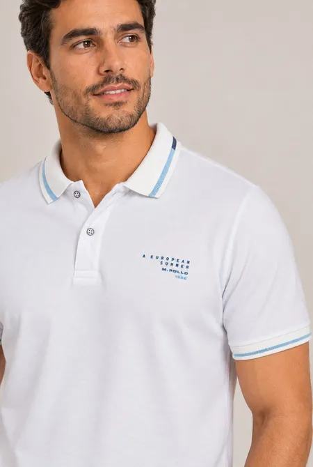 Polo Confort MC Slim Branco Polo Confort MC Slim Branco
