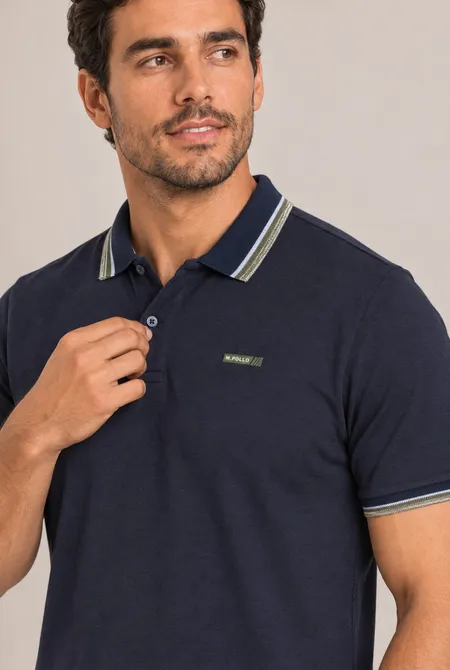 Polo Confort Manga Curta Slim Dark-Blue Polo Confort Manga Curta Slim Dark-Blue