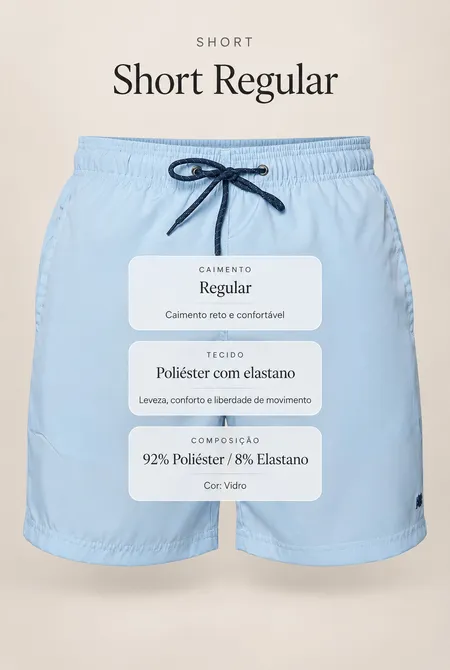 Short Praia Poliéster Azul Vidro Short Praia Poliéster Azul Vidro