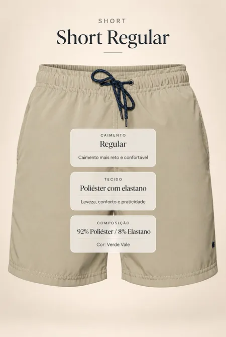 Short Praia Poliéster Verde Oliva Vale Short Praia Poliéster Verde Oliva Vale