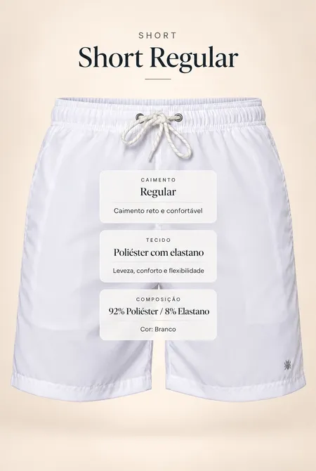 Short Praia Poliéster Branco Short Praia Poliéster Branco