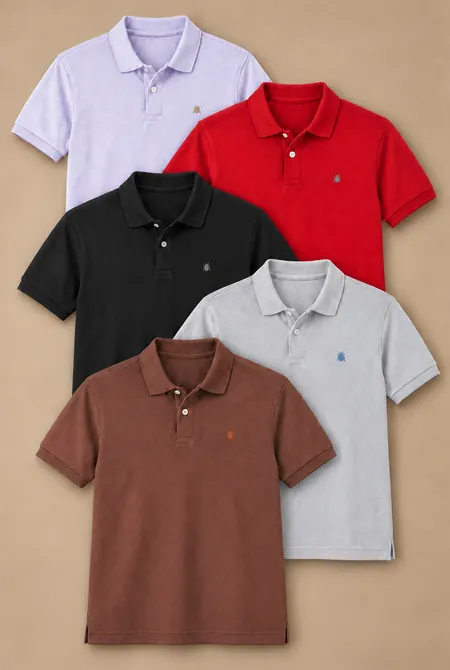 Kit Polo Básica Masculina - 5 Camisas