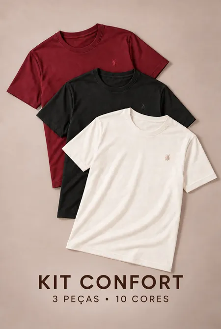 Kit 3 Camisetas Conforto Masculina
