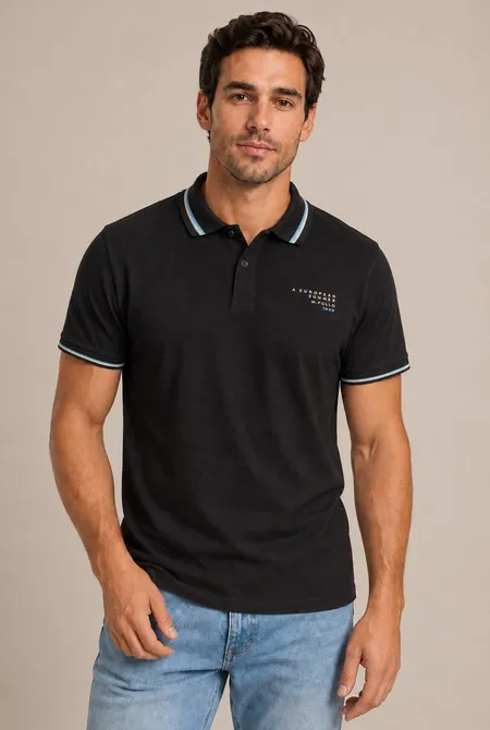 Polo Confort MC Slim Preto