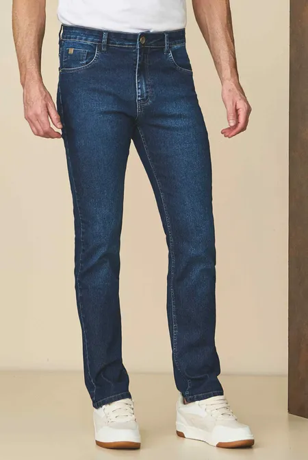 Calça Jeans Regular Fit Azul Nevoeiro