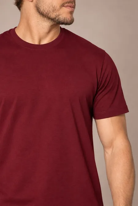 Camiseta Básica Algodão Borgonha Camiseta Básica Algodão Borgonha