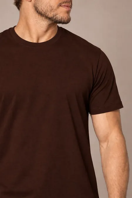 Camiseta Básica Algodão Marrom Chocolate Camiseta Básica Algodão Marrom Chocolate