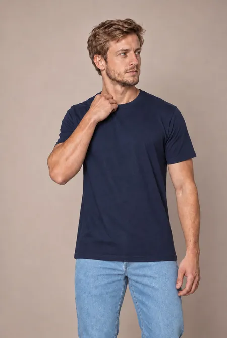 Camiseta Básica Algodão Dark-Blue