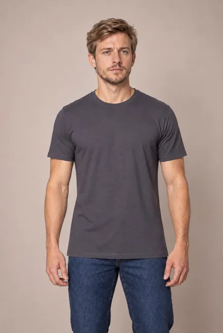 Camiseta Básica Algodão Cinza Intenso