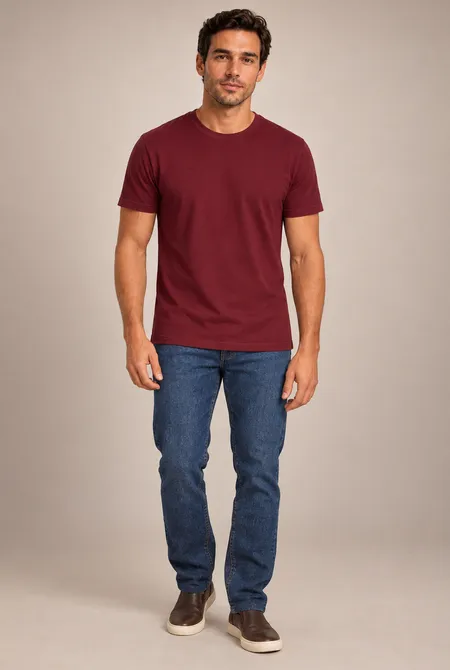 Camiseta Lisa Conforto Bordô Camiseta Lisa Conforto Bordô