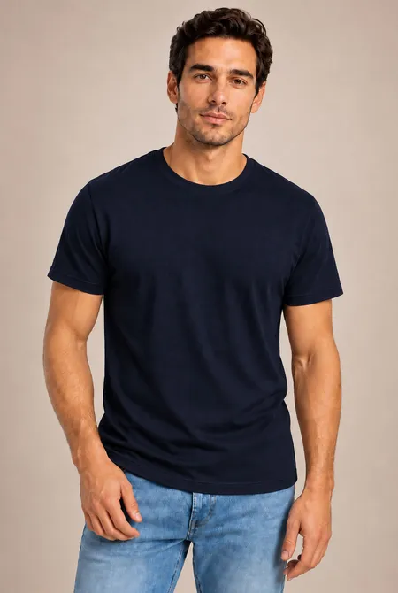 Camiseta Lisa Conforto MC - Dark-Blue
