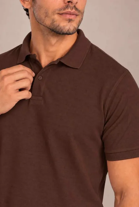 Polo Lisa Regular Marrom
