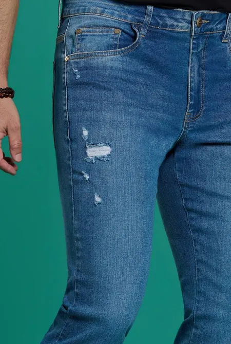 Calça Jeans Slim Puídos Calça Jeans Slim Puídos