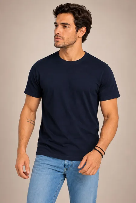 Camiseta Lisa Conforto MC - Dark-Blue Camiseta Lisa Conforto MC - Dark-Blue