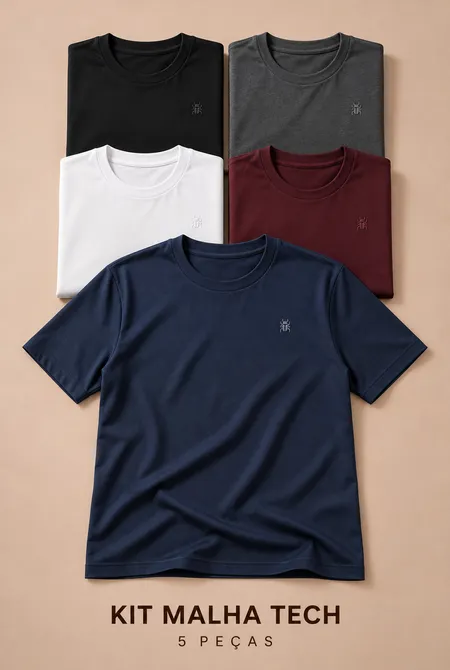 Kit 5 Camisetas Malha Tech