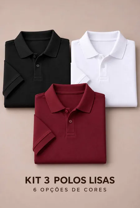 Kit 3 Polos Lisas Regular